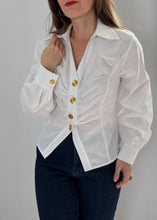 Load image into Gallery viewer, Gold Button Ruched Top