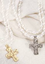Load image into Gallery viewer, Pearl &amp; Cross Pendant Necklace
