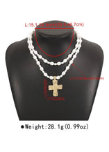 Load image into Gallery viewer, Pearl &amp; Cross Pendant Necklace
