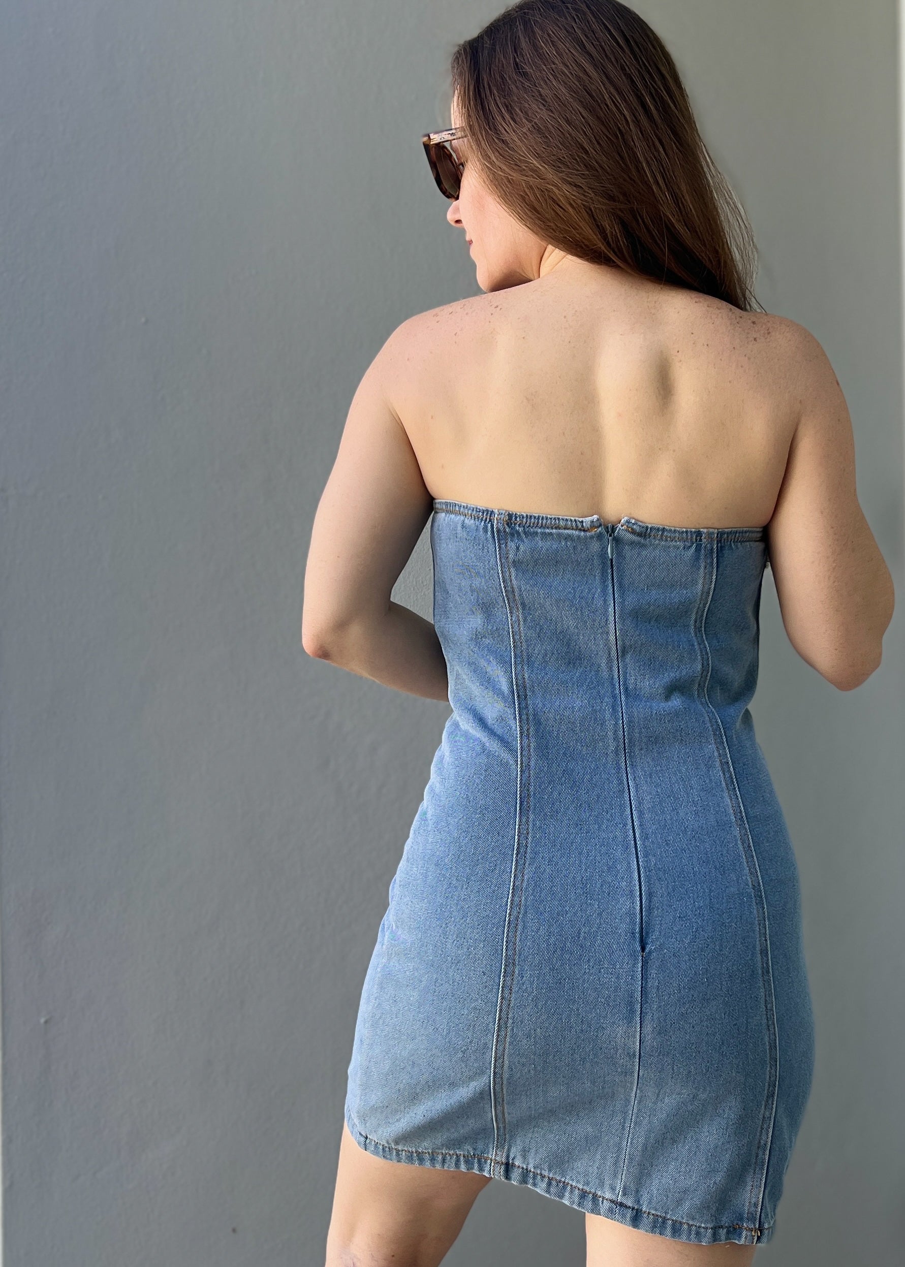 Rosette Denim Dress Small
