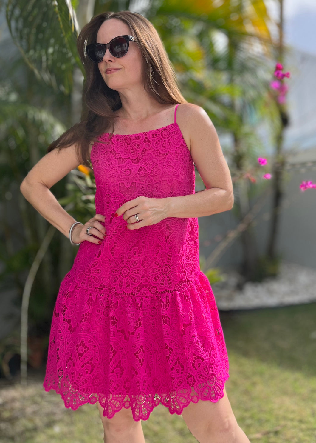 Pink Lace Mini Dress