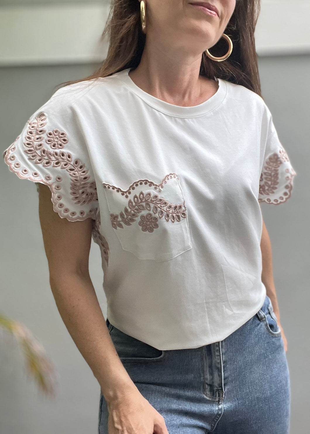 White & Taupe T-Shirt