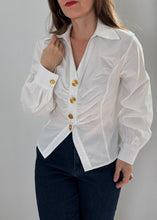 Load image into Gallery viewer, Gold Button Ruched Top
