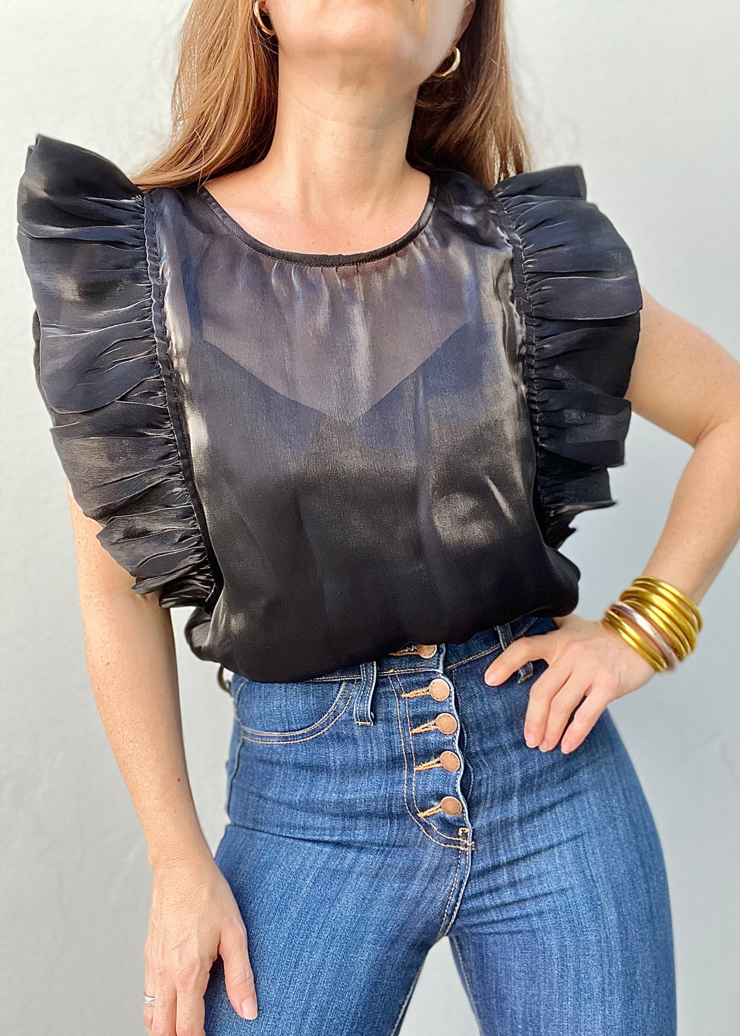 Organza Ruffle Blouse